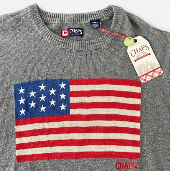 Chaps USA American Flag Knit Sweater XL NWT Americana Team USA Preppy Classic - Picture 3 of 7